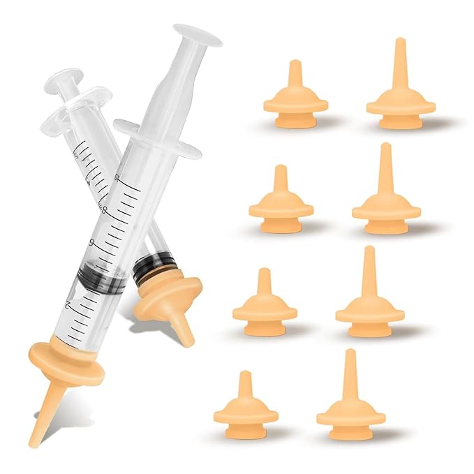 12PCS Kitten Nipples for Feeding, Professional Kitten Feeding Syringes, Nipple&Feeding Kit for Kittens and Puppies, Reusable Newborn Kitten Supplies, Suitable for Feeding Kitten, Puppy, Rabbit