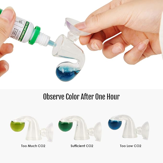 ZRDR Glass Drop Checker Kit with 15ml Co2 Checker Solution The Most Accurate Monitoring of Planted Tank Co2 Levels