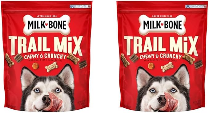 Milk-Bone Trail Mix Chewy & Crunchy Dog Treats, Real Beef & Sweet Potato, 20 Ounce (Pack of 2)