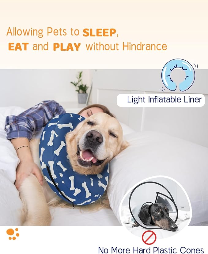 Supet Inflatable Dog Cone Collar Alternative after Surgery, Dog Neck Donut Collar Recovery E Collar for Post Surgery, Soft Dog Cone for Small Medium Puppies