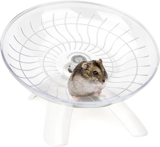 Hamster Wheel Silent Hamster Exercise Wheel Running Spinner Hamster Flying Saucer for Hamsters Gerbils Mice and Other Small Pets (White)