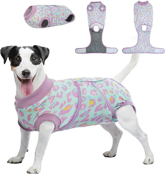 Kuoser Dog Recovery Suit, Soft Dog Onesie for Surgery Female Spay Dog Surgical Recovery Suit Male Neuter, Anti Licking Abdominal Dog Surgical Suit Pet Bodysuit Alternative to Cone of Shame, M