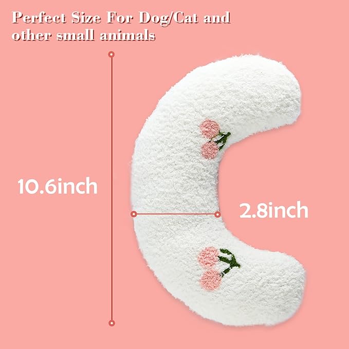 T'CHAQUE Soft Dog Bed Pillows, Ideal Naptime Sleeping Companion for Small Indoor Dogs and Cats, Pet Neck Pillow for Upper Spine Support, Cuddle Snuggle Doggy/Kitten Pillow Training Toy, White