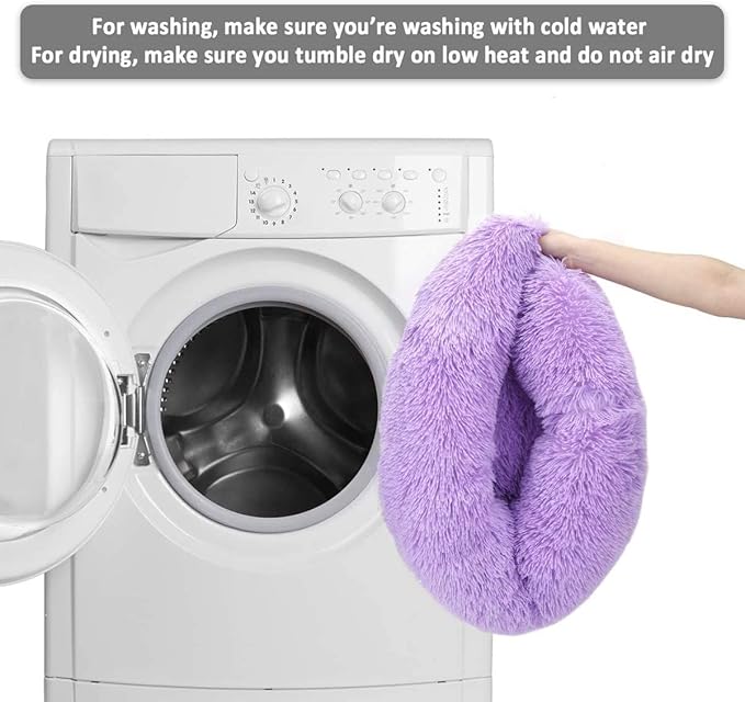 Cat Beds for Indoor Cats - Cat Bed Washable 20/24 inches, Dog Beds for Small Medium Dogs, Anti Anxiety Round Fluffy Plush Faux Fur Cat Bed,Thick Bottom Keep Pets Off The Cold Tile