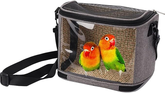 Bird Carrier Travel Cage Parrot Carrying Case Portable Breathable Hamster Carrier Bag Durable Canvas Outgoing Pet Training Bag Small Animals Travel Bag for Parakeet Conures Hedgehog Rats Grey