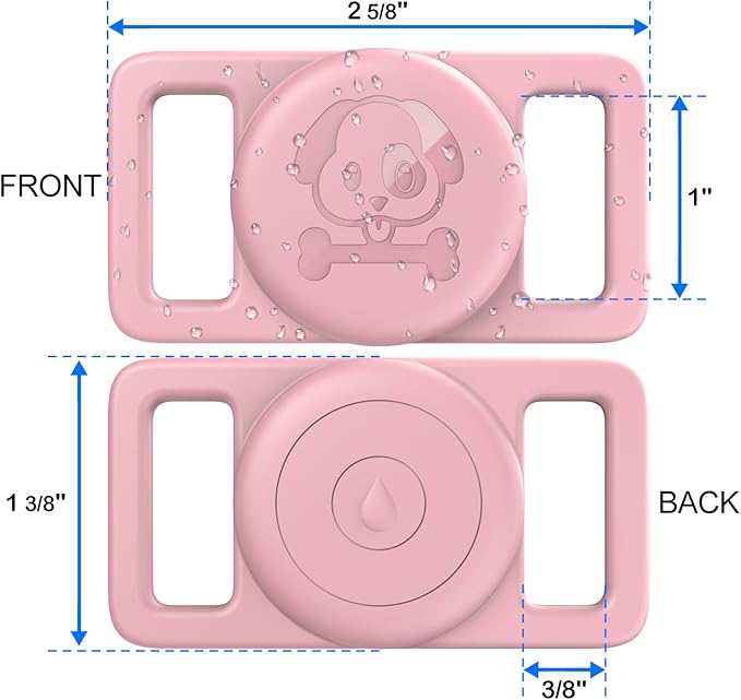 Airtag Dog Collar Holder Waterproof [2 Pack] Silicone Full Body Covered Ultra-Durable Lightweight Case Anti-Lost Protective Apple Air Tag Holder for Pet Dogs & Cats Collars (Pink & Purple)