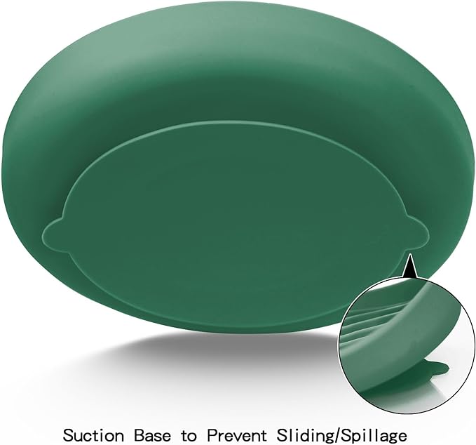 Slow Feeder Dog Bowls, Silicone Food Bowl Anti-Gulping, Pets Puppy Slow Feeder with Suction Cups, Dishwasher Microwave Safe for All Small Medium Dogs, Wave Design Green