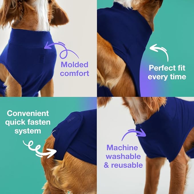PupShield - Dog Surgery Recovery Suit for All Dog Sizes - Easy Use Anti Lick - Spay & Neuter Recovery Suit, Surgical Onesie for Dogs - Dog Cone Alternative (Blue, X-Small (Weight:14-23 LBS))