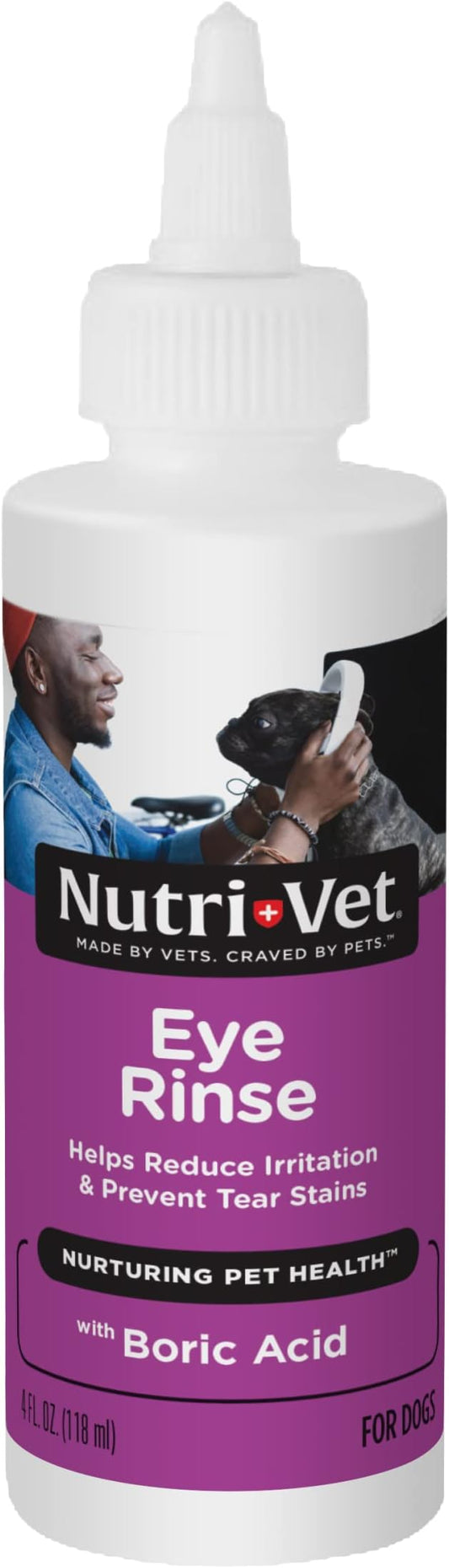 Nutri-Vet Eye Rinse for Dogs - Gentle Formula to Soothe Irritated Eyes and Prevent Tear Stains - 4 oz