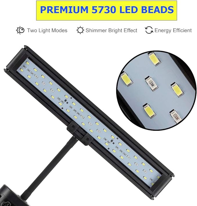 hygger 14 Inches Blue White LED Aquarium Light Clip on Small Led Light for Planted Saltwater Freshwater Fish Tank with Gooseneck Clamp 21W