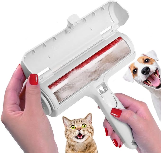 Nado Care Pet Hair Remover Roller - Lint Roller for pet Hair - Self Cleaning Dog & Cat Hair Remover - Remove Dog, Cat Hair from Furniture, Carpets, Bedding, Clothing and More. White