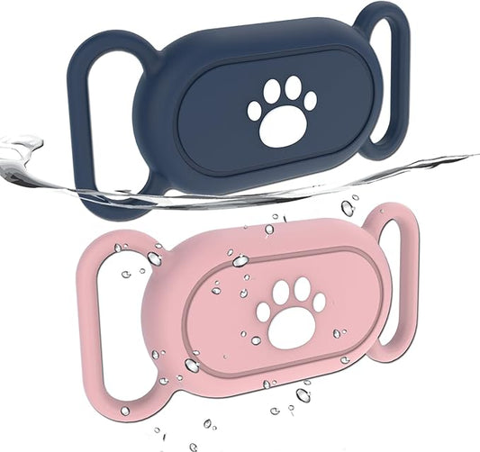 2 Pack Waterproof Dog Collar Holder Compatible with Samsung Galaxy SmartTag2, Silicone GPS Tracker Hidden Loop Holder for Samsung Smart Tag2, Anti-Lost Dog Collar Samsung Tag2 Case(Pink Blue)