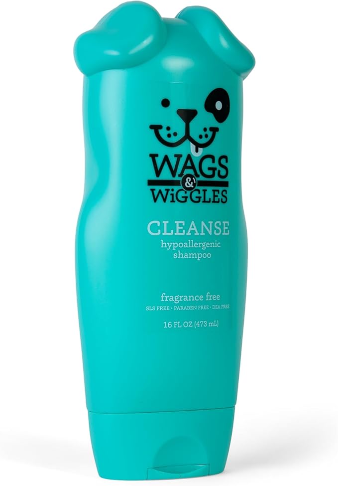 Wags & Wiggles Cleanse Hypoallergenic Shampoo | Hypoallergenic Dog Shampoo for Dogs with Sensitive Skin, Pet Shampoo | Fragrance-Free Dog Cleansing Shampoo, 16 Ounces - 12 Pack