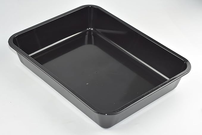 OMEM Reptile food bowl large water dish, wood plate, bowl turtles (L=35.4 * 5.3 * 26.3, black)