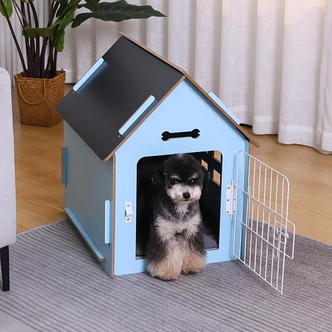 Dog House Indoor for Small Dogs or Cats, Cozy wooden design, Small indoor bed house, with Air Vents and Elevated Floor Warm Dog Cave