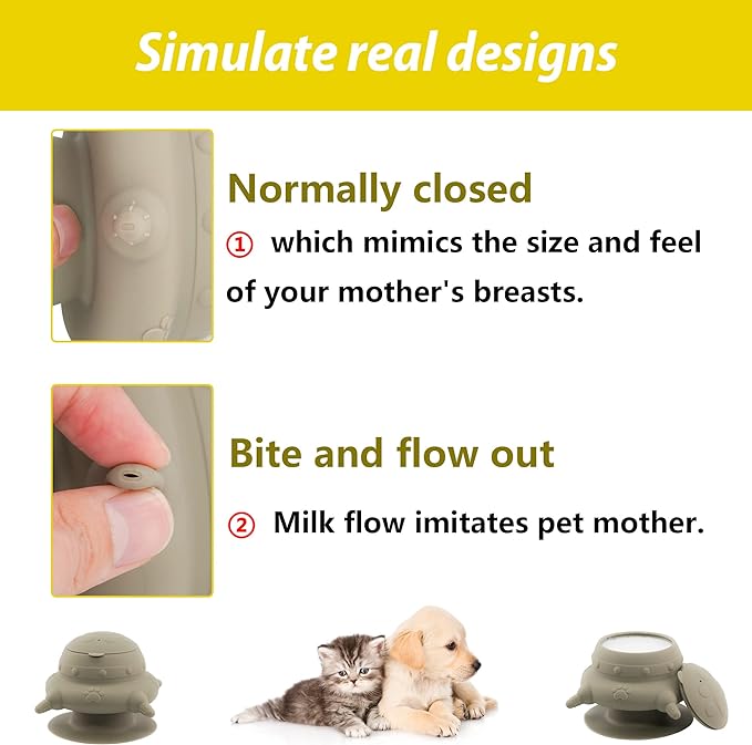 Puppy bottles for nursing,Puppy milk feeders for multiple puppies nipple,Puppy Feeder Milk Bowl,4 Nipples Silicone Puppy Nursing Station,Feeder Bowl for Kittens, Puppies,Capacity 240ml（Grey）