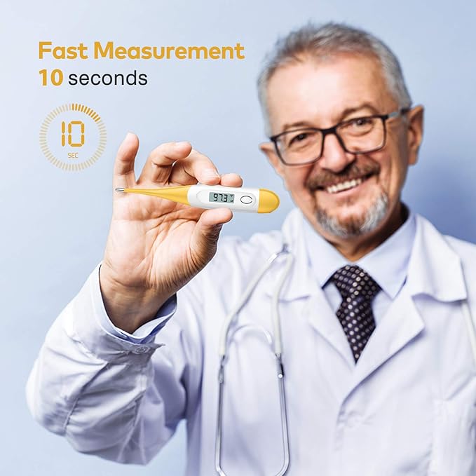 Boncare Thermometer for Adults with 10 Seconds Fast Reading, Digital Oral Thermometer for Fever (Yellow)