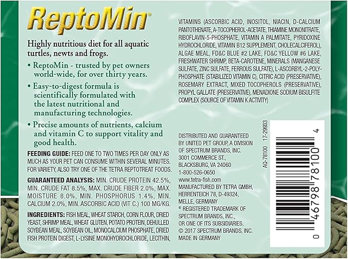 Tetra ReptoMin Floating Food Sticks, Food for Aquatic Turtles, Newts and Frogs, 3.17 oz (Pack of 1)