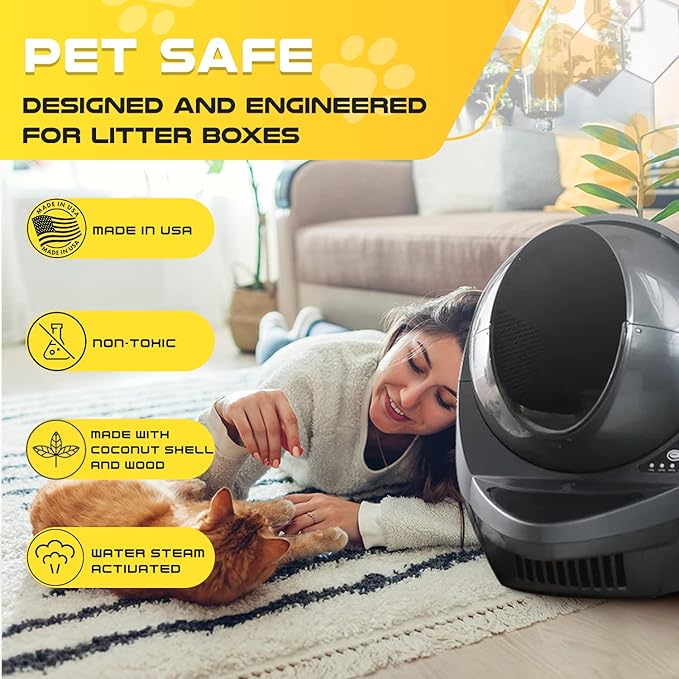 Biodefensor Carbon Filters Compatible with Litter-Robot 3 - Made in USA - Thick True Charcoal Absorbs Odors & Controls Moisture - Pet Safe, Non-Toxic, Free of VOCs - Keeps Home Smelling Fresh, 4 Pack