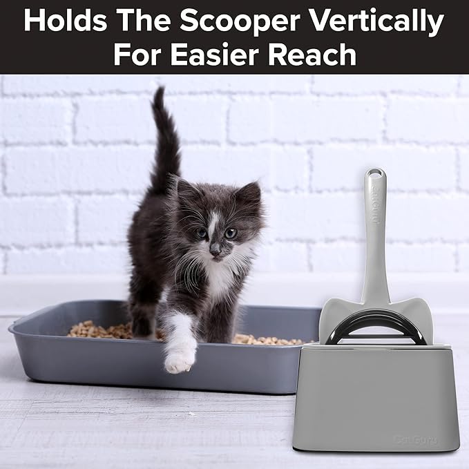 CatGuru Premium Cat Litter Scoop Holder, Scooper Caddy, Scoop Stand Pairs with Any Cat Litter Box and Fits Most Cat Litter Scoops (Gray)