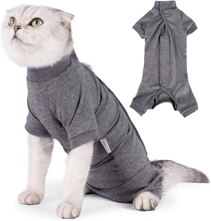 Cat Surgical Recovery Suit Professional for Male Female Dog Abdominal Wounds Cone E-Collar Alternative, Anti-Licking Or Skin Diseases Pet Surgical Recovery Pajama Suit, Soft Fabric Onesies for Cats