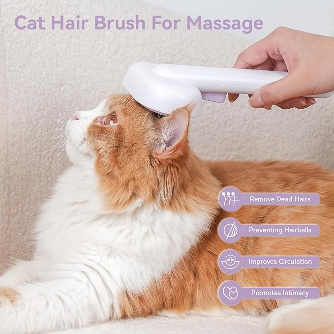 aumuca Cat Brush Dog Brush for Shedding, Cat Brushes for Indoor Cats, Cat Brush for Long or Short Haired Cats, Dog Hair Cat Grooming Brush Cat Comb for Kitten Rabbit Massage Removes Loose Fur, Purple