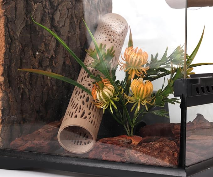 Fake Chrysanthemum Plants, Reptile Plants for Terrarium, Amphibian Tank Accessories Habitat Decor fit Crested Gecko Leopard Lizard Chameleon Ball Python Snake Frog