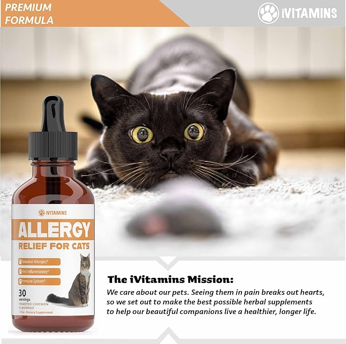 Allergy Relief for Cats | Helps to Naturally Support Allergy & Itch Relief for Cats | Cat Allergy | Cat Itch Relief | Cat Itchy Skin Relief | Cat Allergy Relief for Cats | Cat Supplements & Vitamins