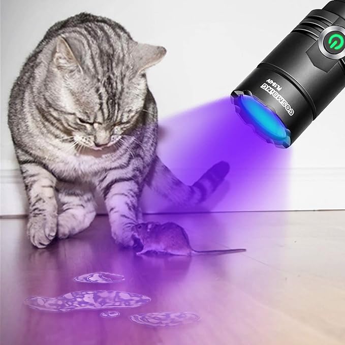 395nm UV Flashlight, COSMOING Upgrade Rechargeable Black Light, LED Ultraviolet Flashlight IP65 Waterproof Pet Urine Detector for Dog Cat Stains, Scorpion, Bed Bug, Household