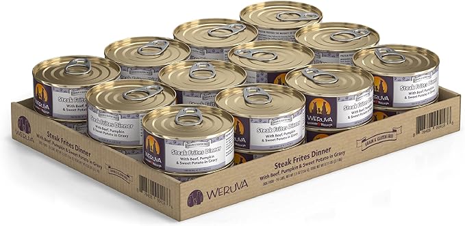 Weruva Classic Dog Food, Steak Frites with Beef, Pumpkin & Sweet Potato in Gravy, 5.5oz Can (Pack of 24)