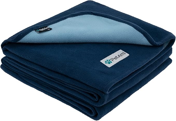 PetAmi Waterproof Dog Blanket for Small Medium Dog, Pet Puppy Blanket Couch Cover Protection, Fleece Cat Washable Throw, Couch Sofa Furniture Protector, Reversible Soft Plush, 29x40 Navy/Blue