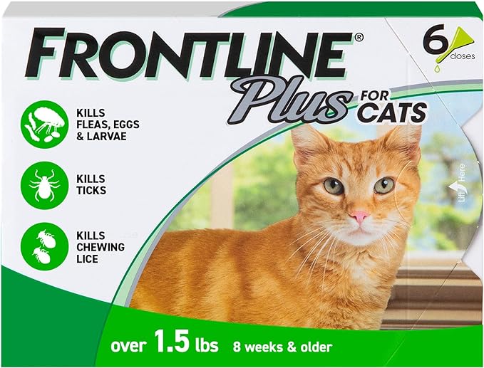 FRONTLINE Plus Flea and Tick Treatment for Cats over 1.5 lbs., 6 Treatments