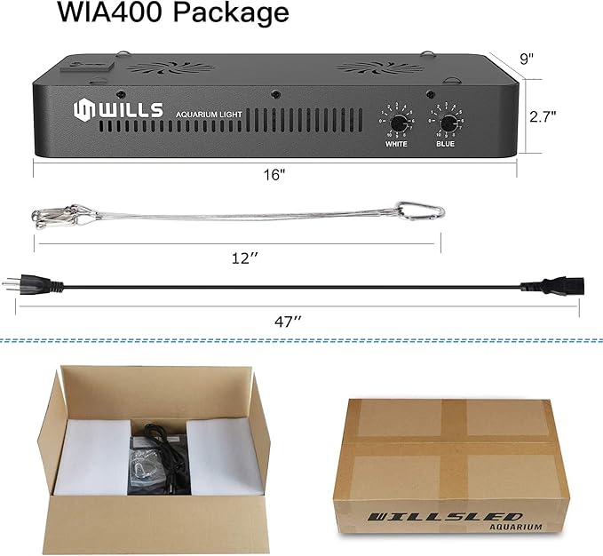 WILLS Aquarium Light, Dimmable Full Spectrum Fish Tank Light with 3 Dimming Modes & 55 Premium SMD Chips, 165W LED Aquarium Plant Light for Saltwater Freshwater Coral Reef (15.7"x8.3"x2.4")