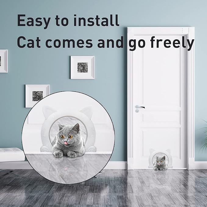 Cat Door,Wulikeke Interior Cat Door Pet Door for Cats Indoor Cat Door, with Screws Interior/Install Easily /Interior cat Door Without Flap