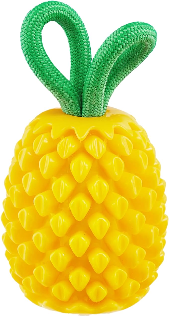 Outward Hound Dental Pineapple Dental Chew Toy and Interactive Treat Stuffer Durable Dog Toy Stuffable Dog Toy, Yellow