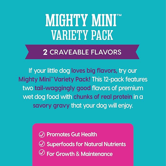 Solid Gold Wet Dog Food Variety Pack for Small Dogs - Mighty Mini Grain Free Wet Dog Food Made with Real Protein - for Puppies, Adult & Senior Small Breeds with Sensitive Stomachs - 12 Pack