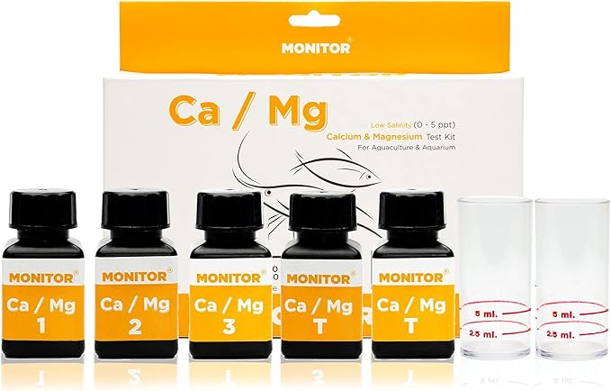 Monitor Calcium/Magnesium Low Salinity (0-5 PPT) Test KIT (120 Tests) - Monitor Aquarium and aquaculture Water Quality