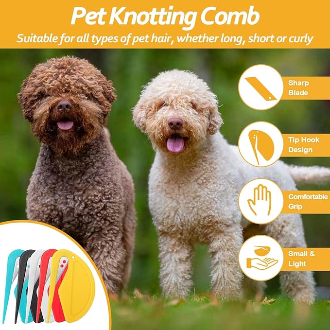 5 Pcs Knotting Comb Pet Grooming Tool, De Knotting Comb for Dog,Cats,2024 Multifunctional Pet Hair Shedding Tool Supplies for Removing Tangled and Loose Hair