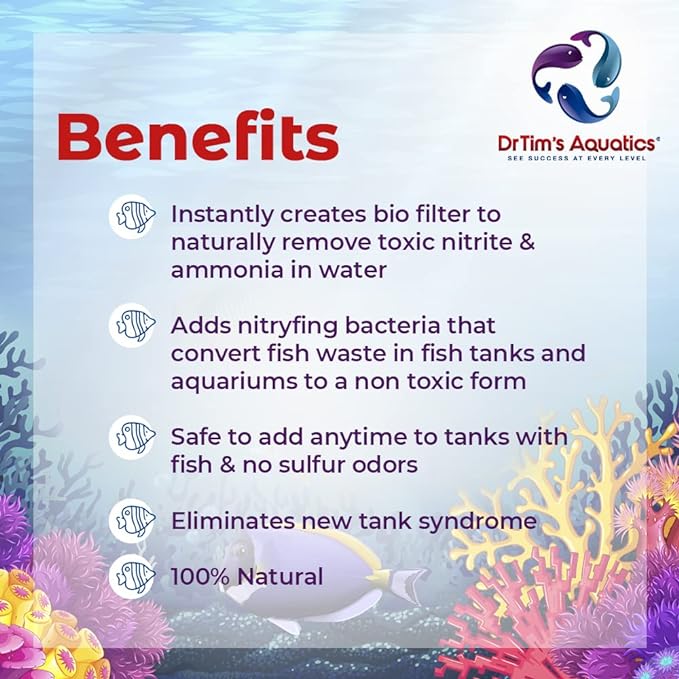 DrTim's Aquatics Reef One & Only Nitrifying Bacteria – For Reef, Nano and Seahorse Aquaria, New Fish Tanks, Aquariums, Disease Treatment – H20 Pure Fish Tank Cleaner – Removes Toxins – 4 Oz. (401)