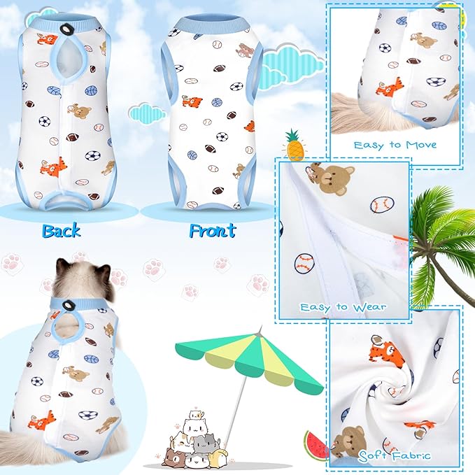 6 Set Cat Recovery Suit After Surgery Female and Male Cat Surgery Suit Kitten Recovery Suit E Collar Alternative Pajama Cat Clothes for Spay Suit Abdominal Skin Anti Licking(Fruit,Medium)