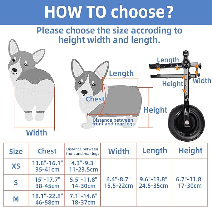 Dog Wheelchair Van. Dog Wheelchair Trolley for rears, Adjustable Dog Wheelchair Trolley for rears, Dog Leg Support and Hip Support for Disabled and Injured Small Dogs
