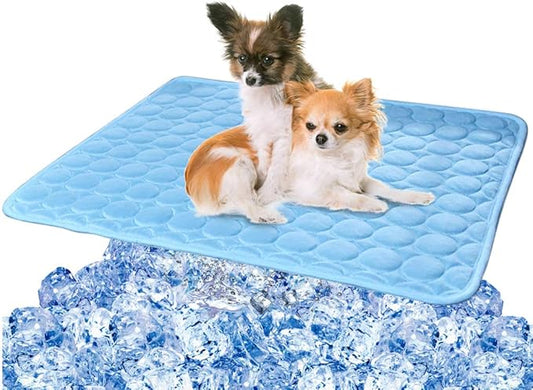 VeMee Cooling Mat Pad for Dogs Cats Ice Silk Mat Cooling Blanket Cushion for Kennel/Sofa/Bed/Floor/Car Seats Cooling (Dog Cooling mat-Blue)