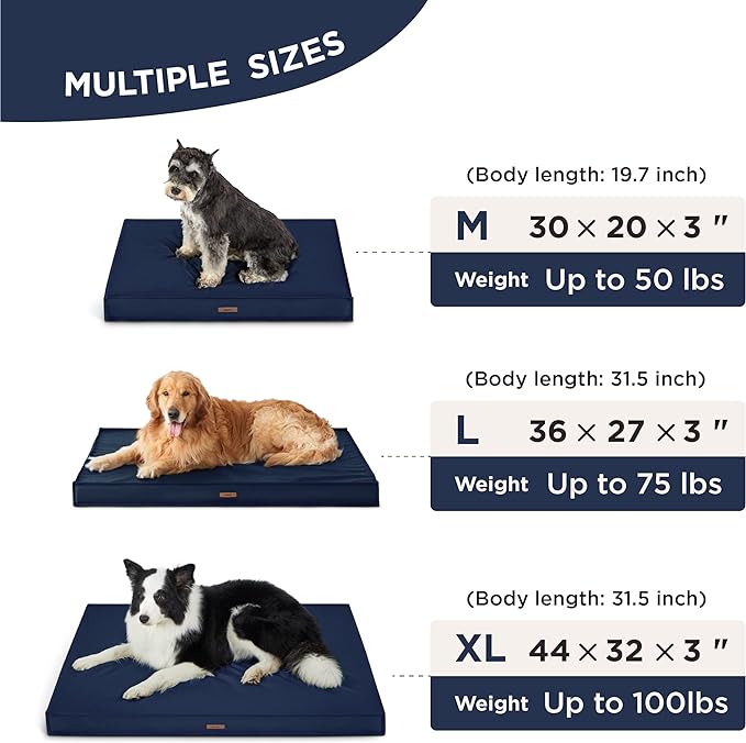 Lesure XXL Waterproof Dog Beds - Outdoor Dog Bed Washable with Oxford Fabric Surface, Extra Large Egg Orthopedic Foam Pet Bed with Removable and Durable Cover, Machine Washable