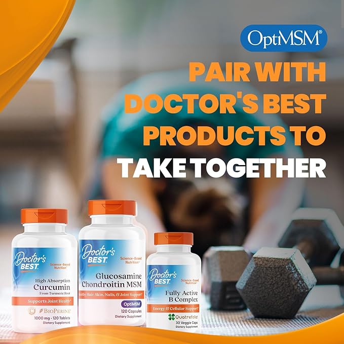 Doctor's Best Glucosamine Chondroitin Msm with OptiMSM Capsules, Supports Healthy Joint Structure, Function & Comfort, Non-GMO, Gluten Free, Soy Free, 120 Count (Pack of 1)