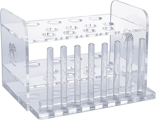 Aquarium Test Tube Holder, Hand-Made Rack w/ 8 Cap Holders for use w/API and TC Glass Test Tubes