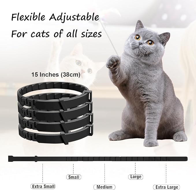 4 Pcs Calming Collar for Cats Cat Pheromone Calming Collar Stress (Black)