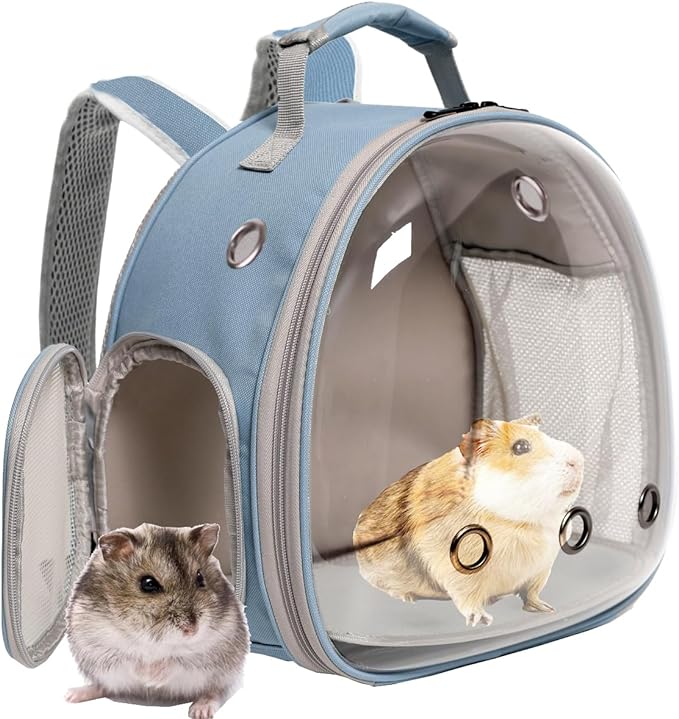 Guinea Pig Carrier,Guinea Pig Carrier for 2,Reptile Travel Carrier for Lizards Sugar Glider Hedgehog Rat Parrot Birds (Blue, Backpack)