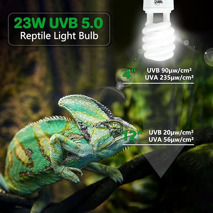 LUCKY HERP UVA UVB Reptile Light 5.0, Tropical UVB 100 Compact Fluorescent Lamp 23W