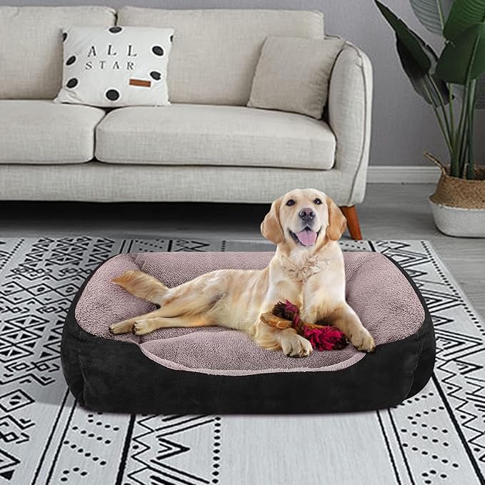 PUPPBUDD Dog Beds for Large Dogs, Rectangle Washable Dog Bed Comfortable and Breathable Pet Sofa Warming Orthopedic Dog Bed for Large Medium Dogs
