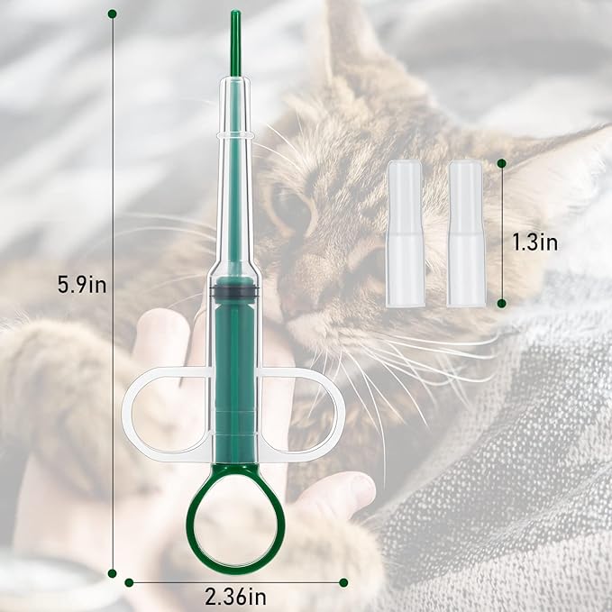 2 Pieces Pet Pill Plunger Popper for Small Cats Dogs Pill Gun Dispenser Shooter Pet Piller Soft Tip Tablet Syringe Pusher Animal Medicine Feeder for Feeding Accessories (Red, Green)